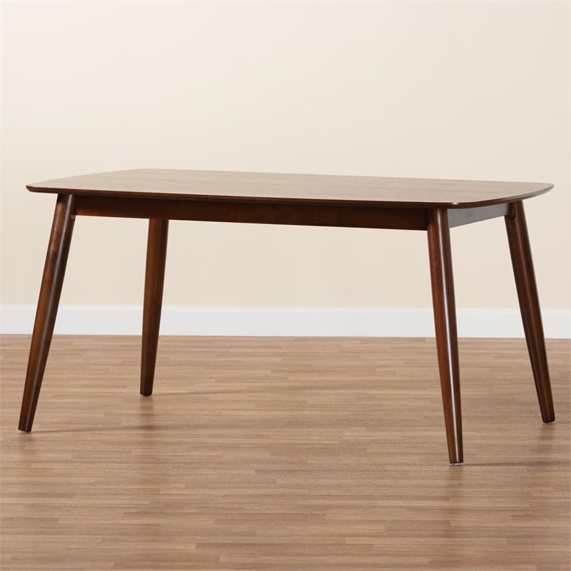 Baxton Studio Flora Mid-Century Modern Walnut Brown Finished Wood Dining Table