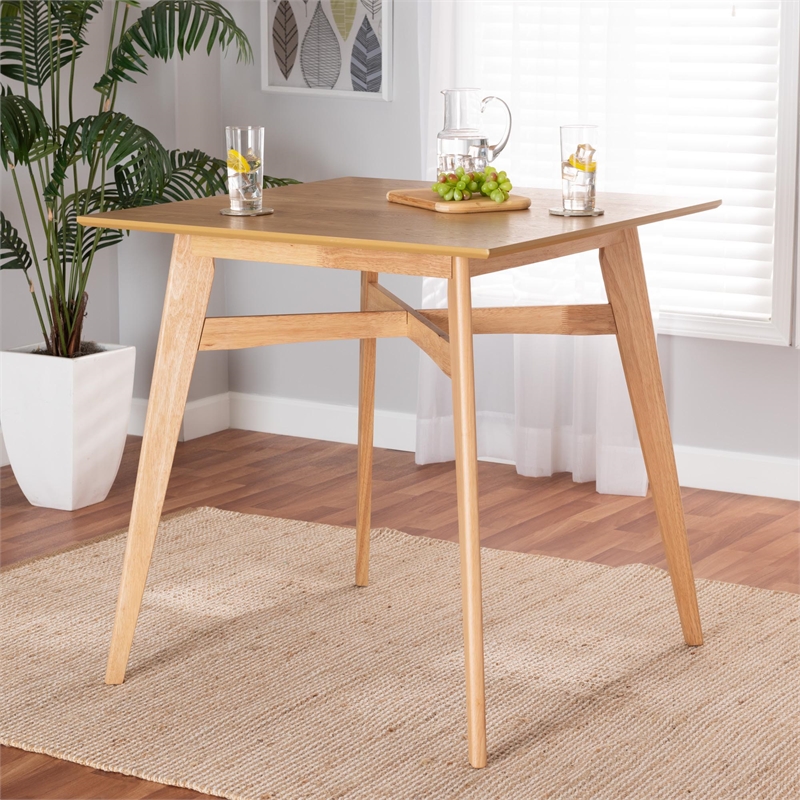 Baxton Studio Leena Natural Oak Finished Wood Counter Height Pub Table