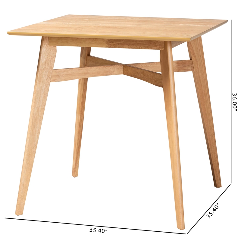 Baxton Studio Leena Natural Oak Finished Wood Counter Height Pub Table