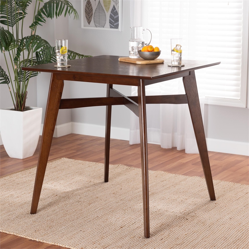 Baxton Studio Leena Walnut Brown Finished Wood Counter Height Pub Table