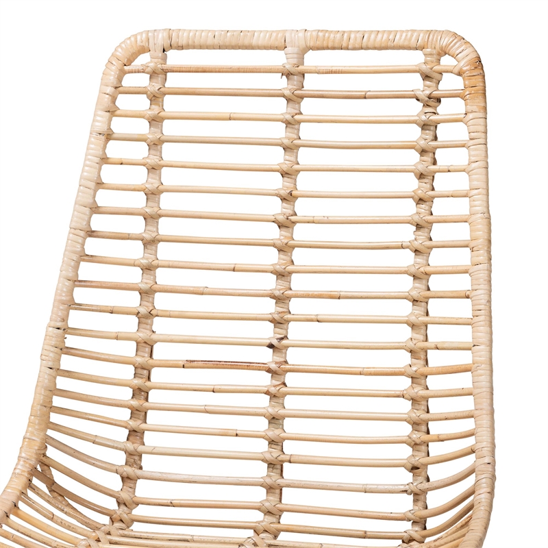 Baxton Studio Manhattan Rattan and Natural Oak Wood 5-Piece Dining Set