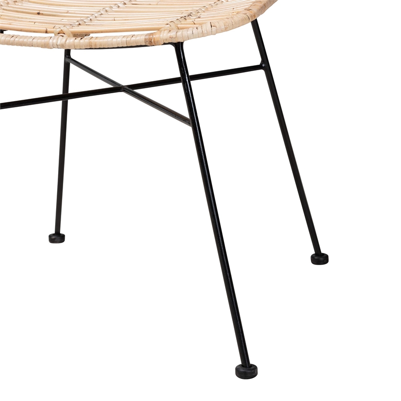 Baxton Studio Manhattan Rattan and Natural Oak Wood 5-Piece Dining Set