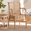 Baxton Studio Seminyak Rattan Lounge Chair with Round Armrests in Brown