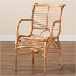 Baxton Studio Seminyak Rattan Lounge Chair with Round Armrests in Brown