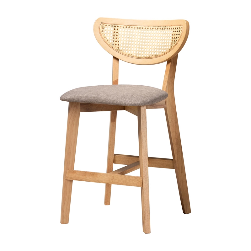 Baxton Studio Dannell 5-Piece Fabric & Wood Pub Set in Gray/Natural Oak