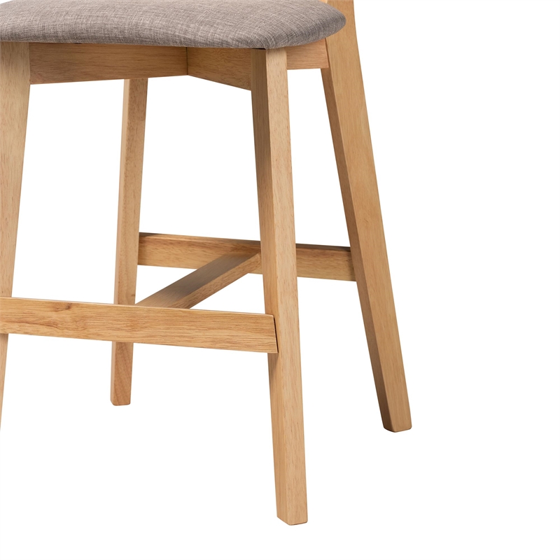Baxton Studio Dannell 5-Piece Fabric & Wood Pub Set in Gray/Natural Oak