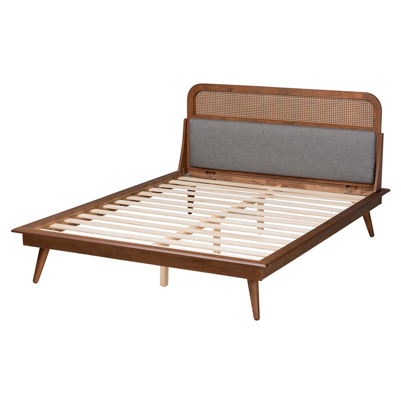 Baxton Studio Irina Fabric & Wood King Size Platform Bed in Gray/Ash Walnut