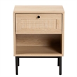 Baxton Studio Sherwin Brown and Black 1-Drawer End Table with Rattan Accent