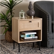 Baxton Studio Sherwin Brown and Black 1-Drawer End Table with Rattan Accent