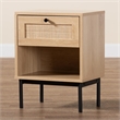 Baxton Studio Sherwin Brown and Black 1-Drawer End Table with Rattan Accent