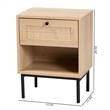 Baxton Studio Sherwin Brown and Black 1-Drawer End Table with Rattan Accent
