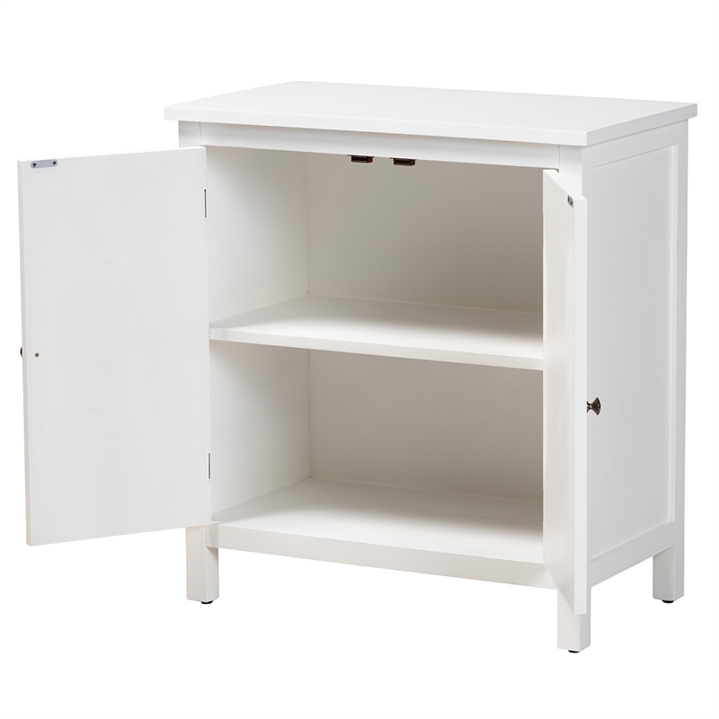 Baxton Studio Yelena Traditional White Finished Wood 2-Door Storage Cabinet