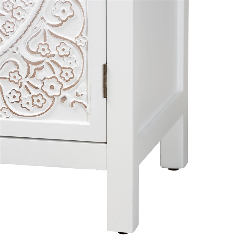 Baxton Studio Yelena Traditional White Finished Wood 2-Door Storage Cabinet