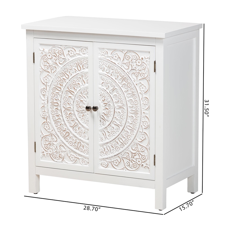 Baxton Studio Yelena Traditional White Finished Wood 2-Door Storage Cabinet