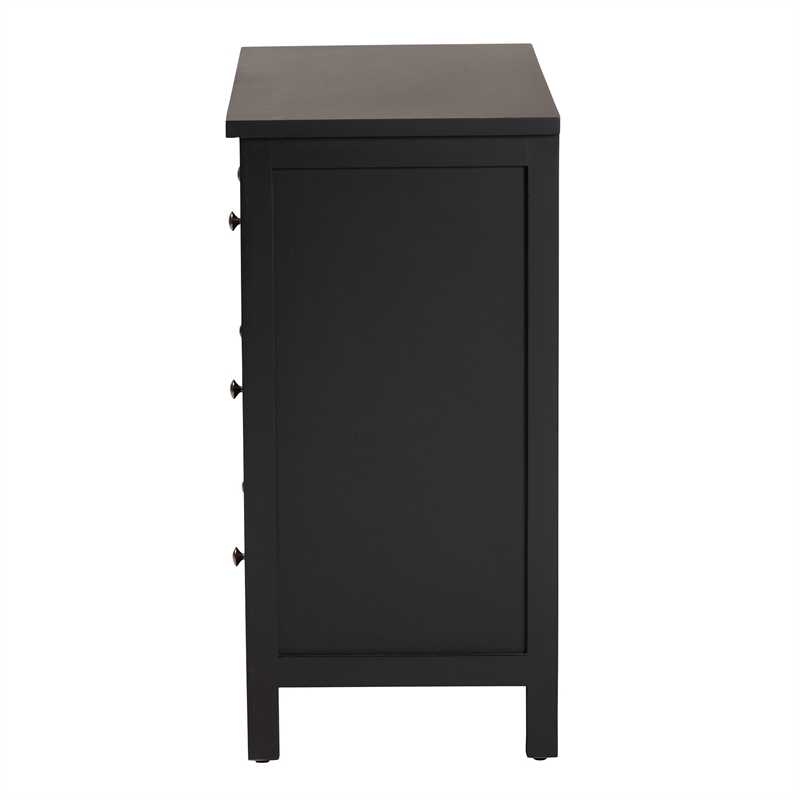 Baxton Studio Yelena Traditional Black Finished Wood 3-Drawer Storage Cabinet