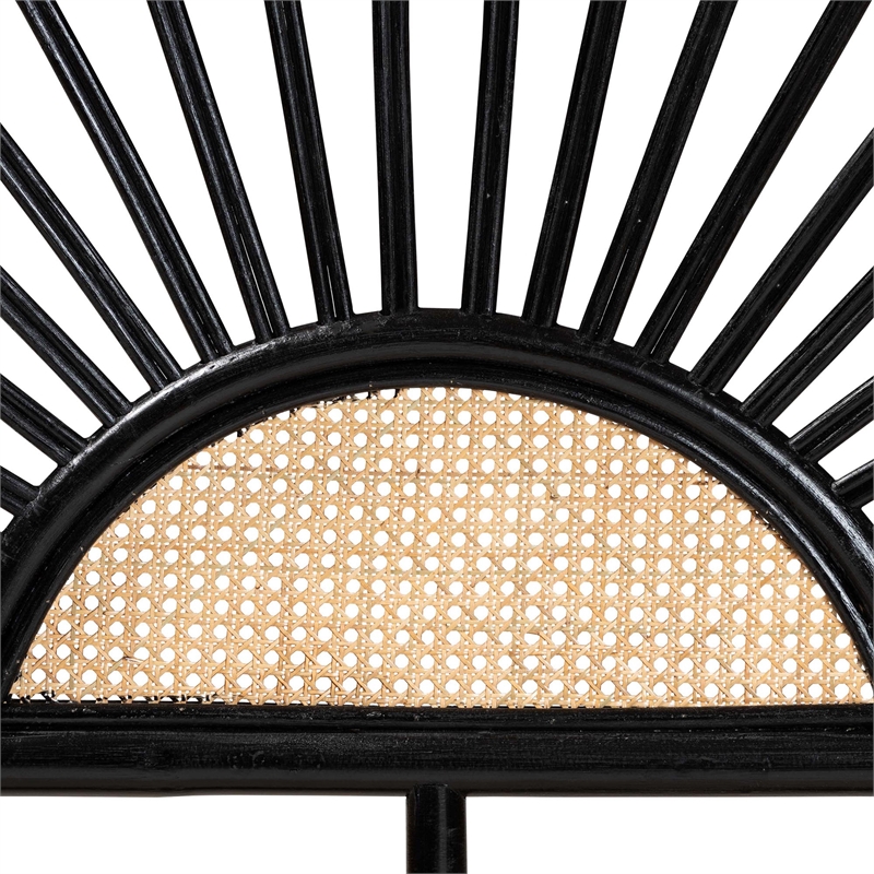 Baxton Studio Perenna Two-Tone Black and Brown Rattan King Standalone Headboard