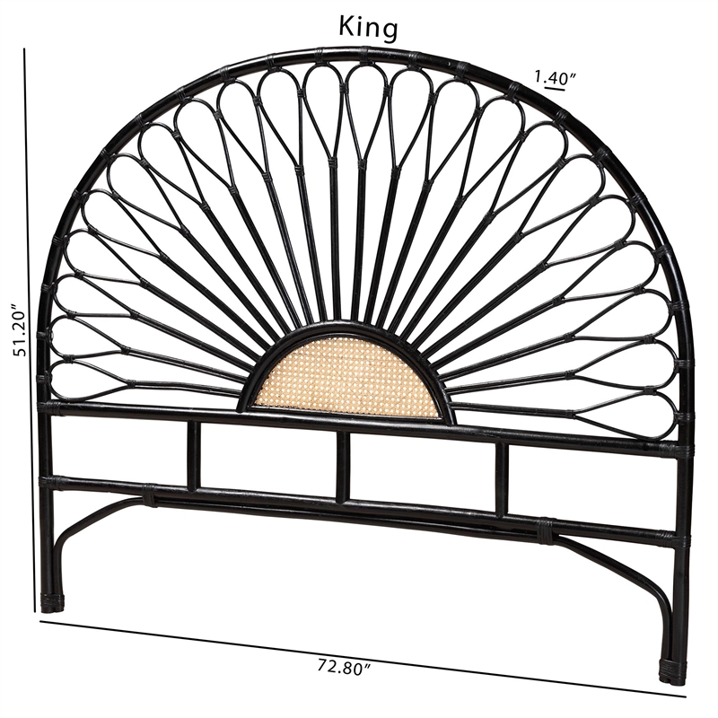 Baxton Studio Perenna Two-Tone Black and Brown Rattan King Standalone Headboard