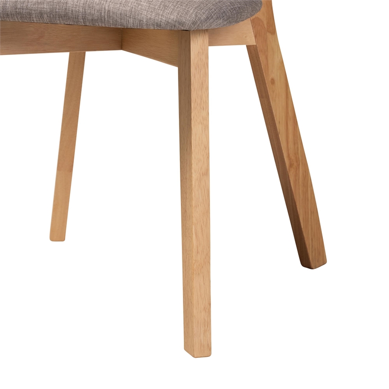 Baxton Studio Dannell Grey Fabric and Natural Oak Wood 2-Piece Dining Chair Set