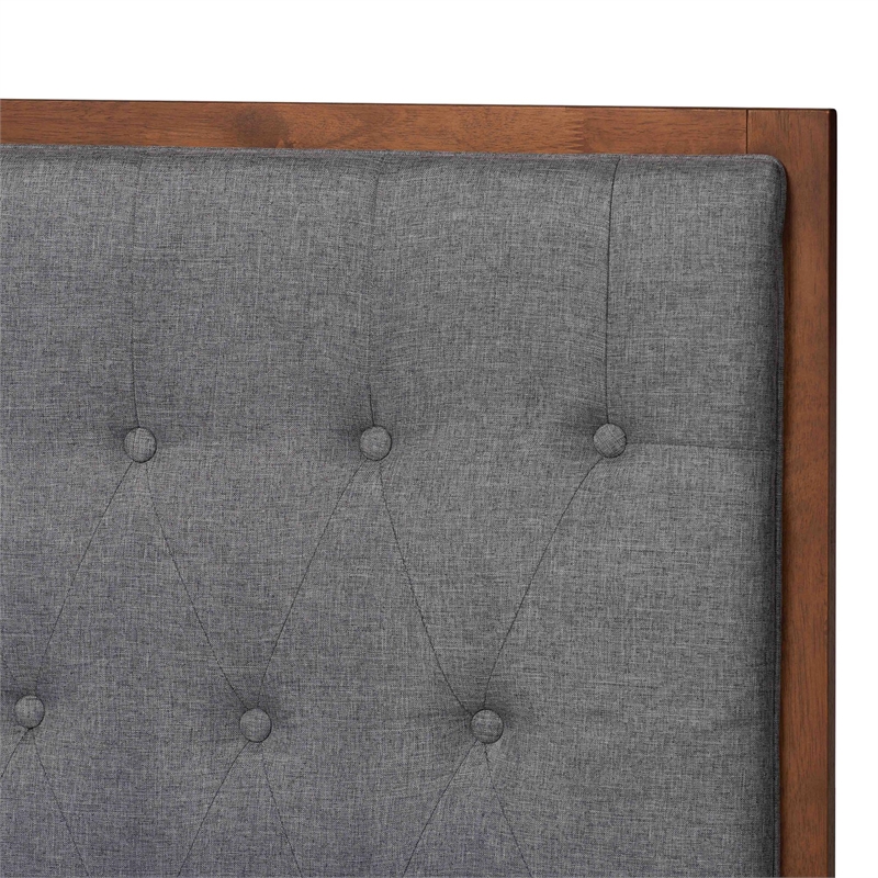 Baxton Studio Jalie Gray Fabric and Brown Wood King Size Platform Storage Bed
