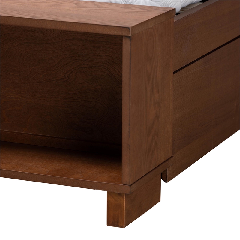 Baxton Studio Jalie Gray Fabric and Brown Wood King Size Platform Storage Bed