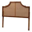 Baxton Studio Risha Ash Walnut Finished Wood and Rattan Queen Size Headboard
