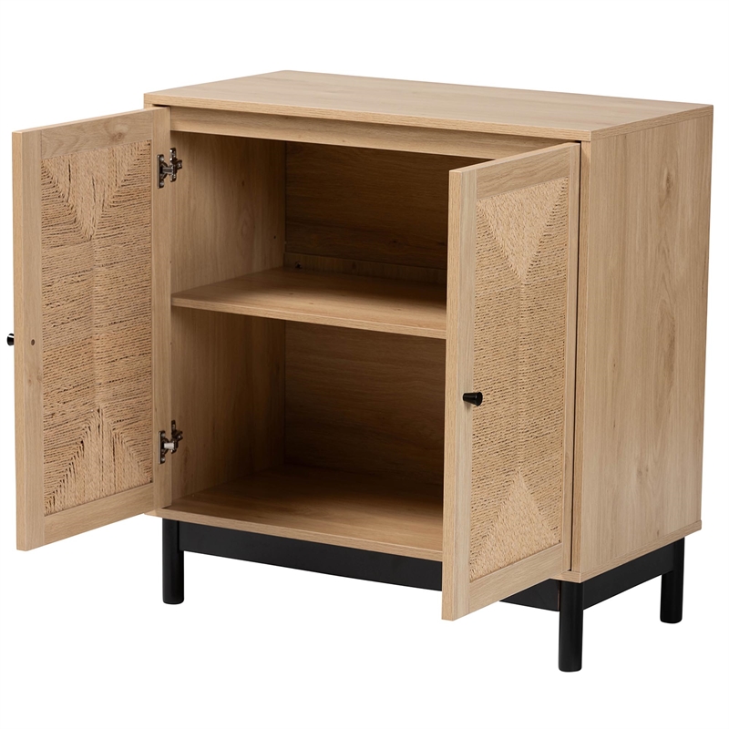 Baxton Studio Cherelle 2-Door Mid-Century Wood Storage Cabinet in Brown/Black