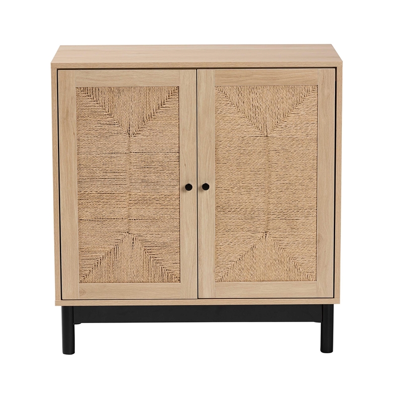 Baxton Studio Cherelle 2-Door Mid-Century Wood Storage Cabinet in Brown/Black