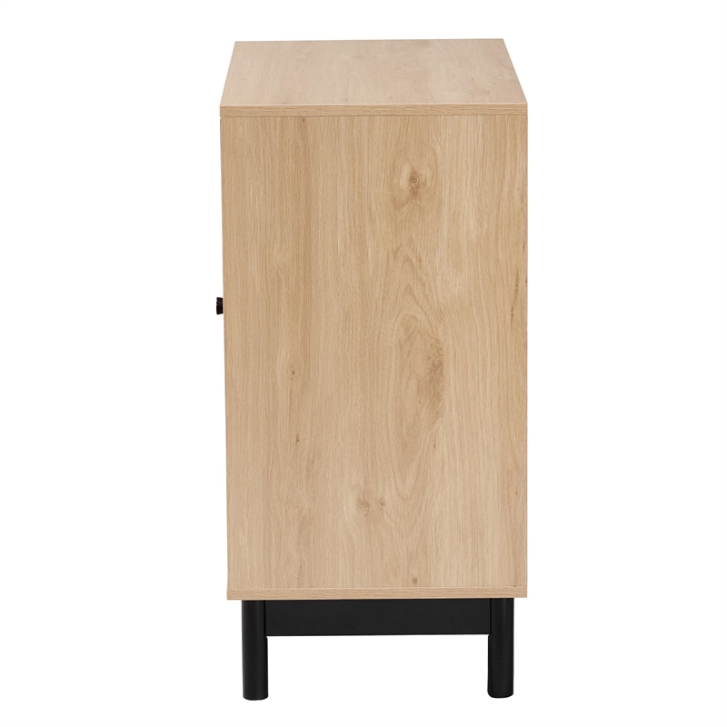 Baxton Studio Cherelle 2-Door Mid-Century Wood Storage Cabinet in Brown/Black