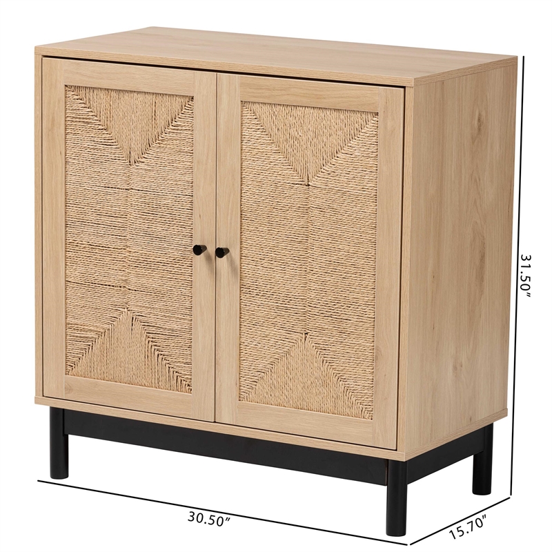 Baxton Studio Cherelle 2-Door Mid-Century Wood Storage Cabinet in Brown/Black