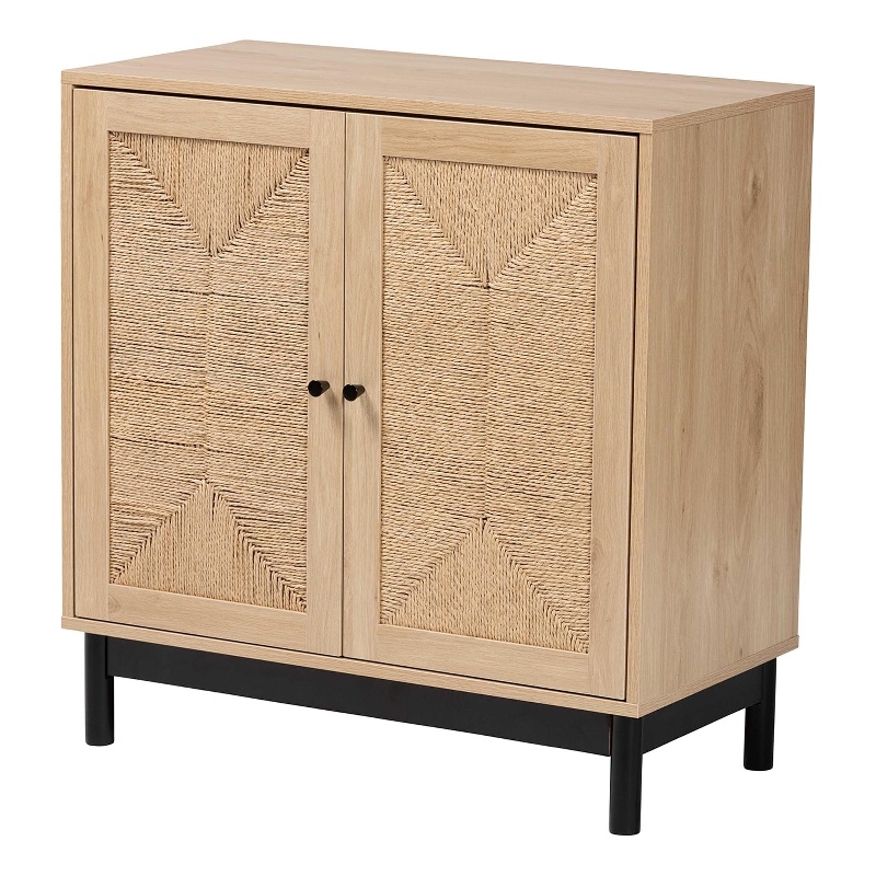 Baxton Studio Cherelle 2-Door Mid-Century Wood Storage Cabinet in Brown/Black