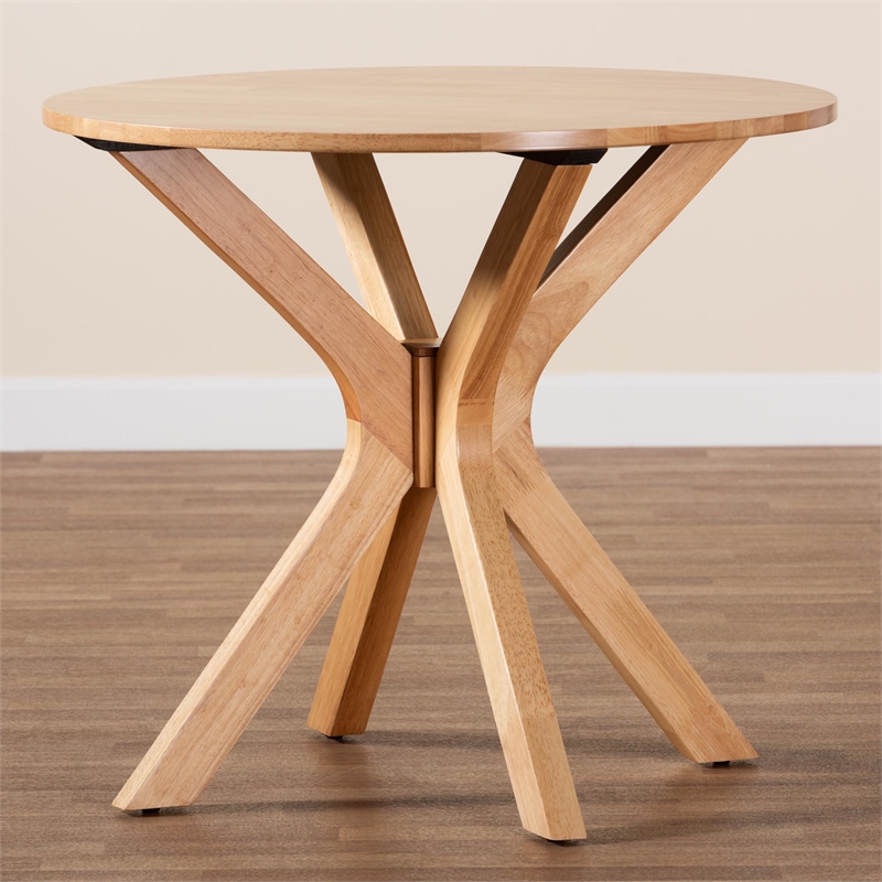 Baxton Studio Kenji Round Wood Dining Table with Splayed Legs in Brown