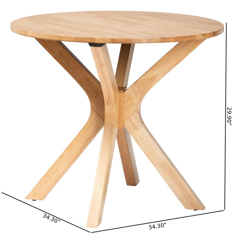 Baxton Studio Kenji Round Wood Dining Table with Splayed Legs in Brown
