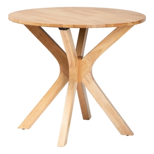 Baxton Studio Kenji Round Wood Dining Table with Splayed Legs in Brown