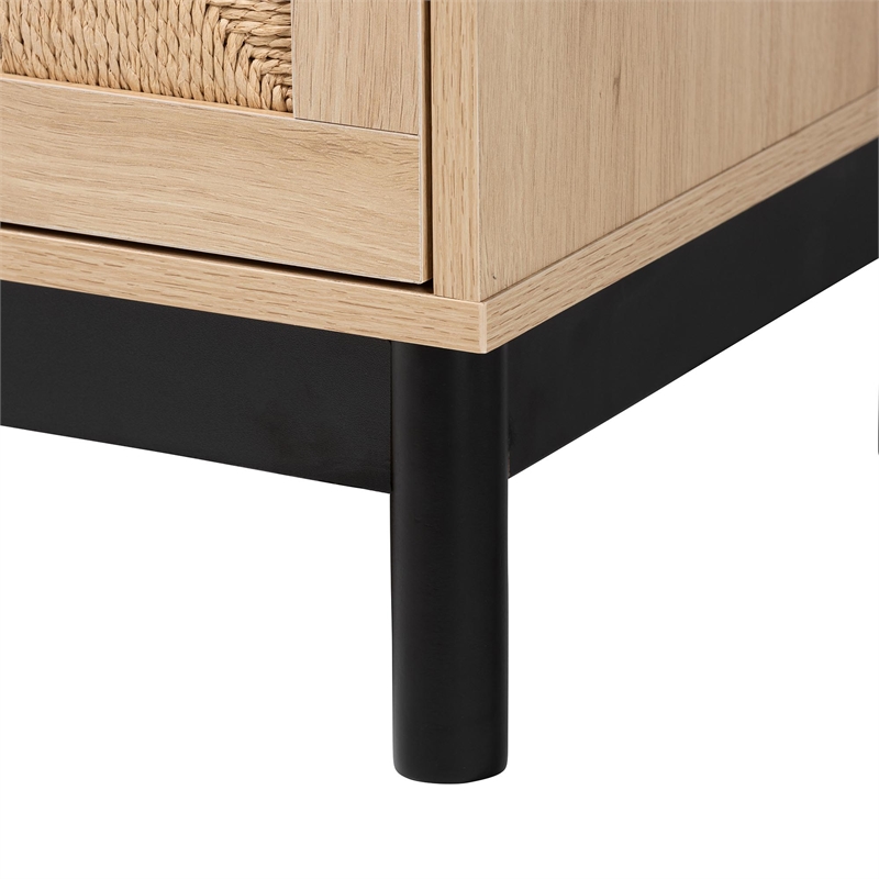 Baxton Studio Cherelle 3-Drawer Mid-Century Wood Storage Cabinet in Brown/Black