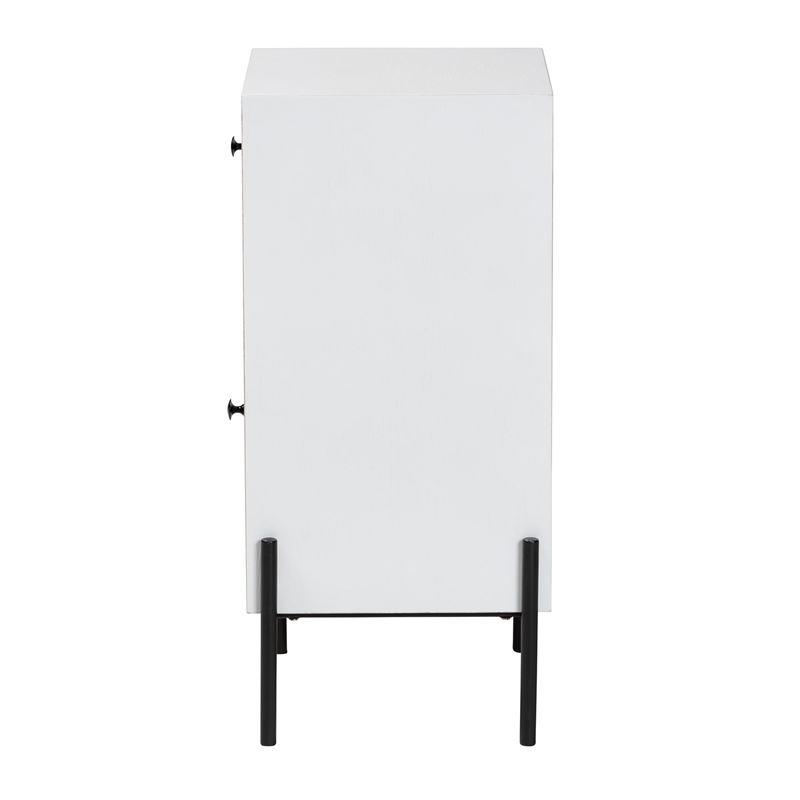 Baxton Studio Nefeli 1-Drawer Wood/Metal Storage Cabinet in White/Black