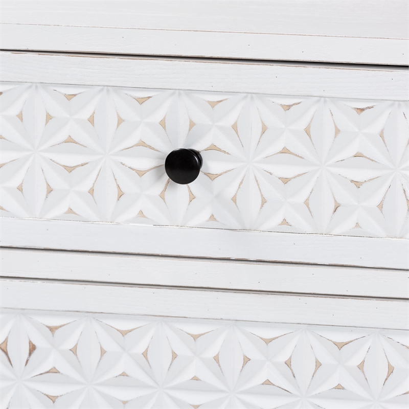 Baxton Studio Nefeli 1-Drawer Wood/Metal Storage Cabinet in White/Black