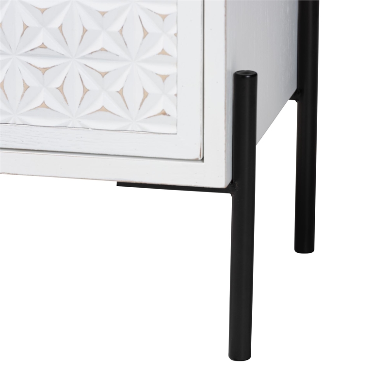 Baxton Studio Nefeli 1-Drawer Wood/Metal Storage Cabinet in White/Black