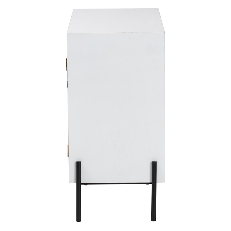 Baxton Studio Nefeli 2-Door Wood/Metal Storage Cabinet in White/Black