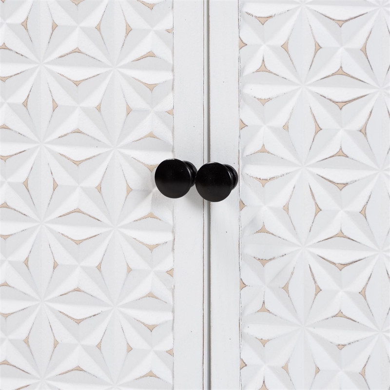 Baxton Studio Nefeli 2-Door Wood/Metal Storage Cabinet in White/Black