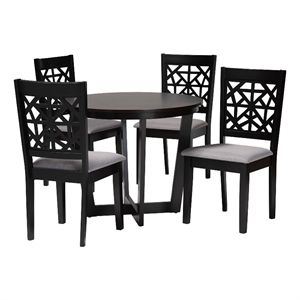 Baxton Studio Jamie 5-Piece Fabric/Wood Dining Set Gray/Dark Brown