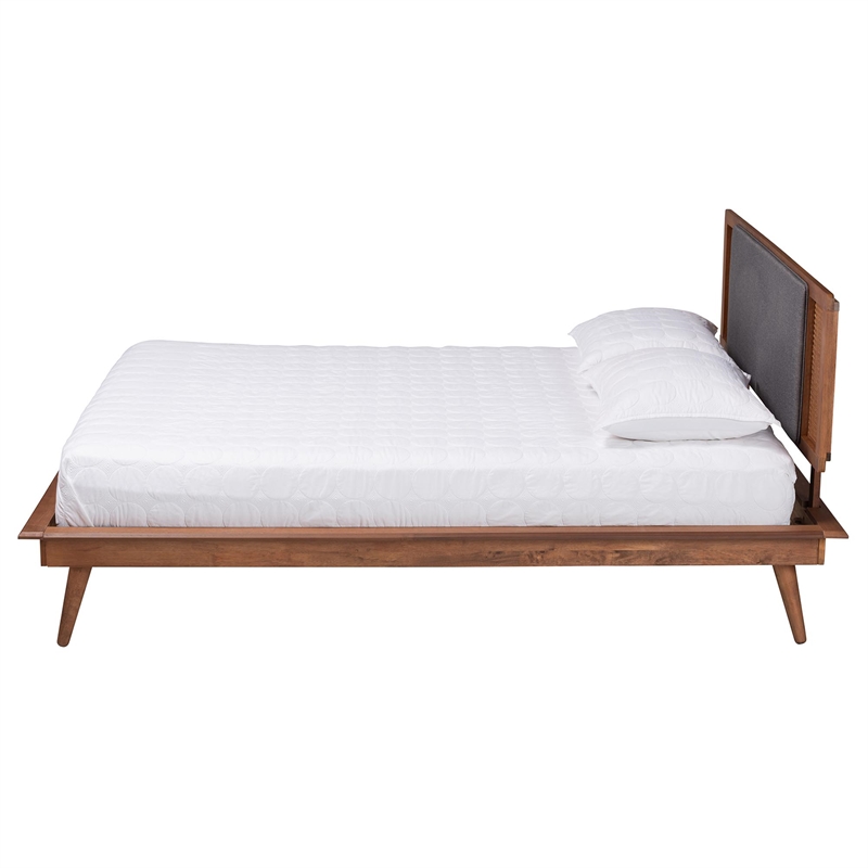 Baxton Studio Delfina Fabric/Wood Full Size Platform Bed in Dark Gray/Brown