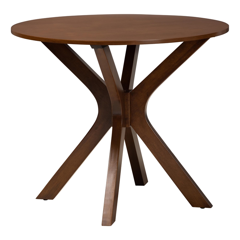 Baxton Studio Linnet 5-Piece Wood & Rattan Dining Set in Brown