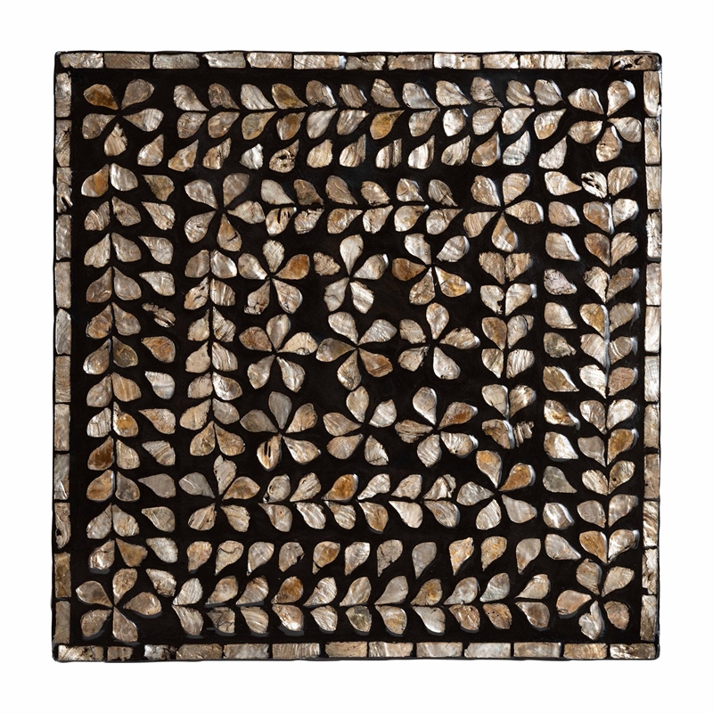Baxton Studio Feronia Wood & Mother of Pearl End Table in Black and Bronze