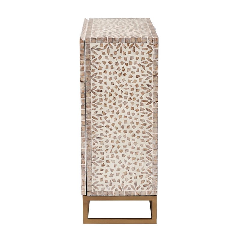 Baxton Studio Ercilia Wood & Mother of Pearl Storage Cabinet in White and Brown