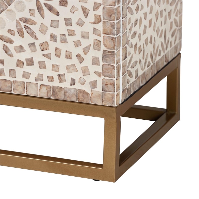 Baxton Studio Ercilia Wood & Mother of Pearl Storage Cabinet in White and Brown