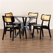Baxton Studio Linnet 5-Piece Wood & Rattan Dining Set in Brown