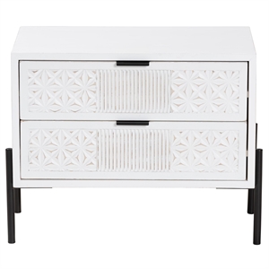 Baxton Studio Merryn White Wood and Black Metal 2-Drawer Storage Cabinet