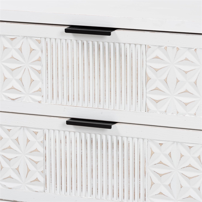 Baxton Studio Merryn White Wood and Black Metal 2-Drawer Storage Cabinet