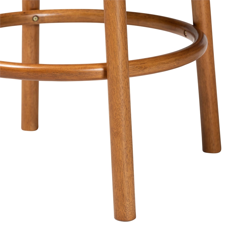 Baxton Studio Olwen Light Gray Fabric and Brown Wood 2-Piece Bar Stool Set