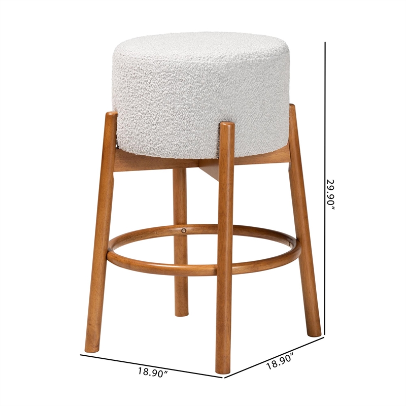 Baxton Studio Olwen Light Gray Fabric and Brown Wood 2-Piece Bar Stool Set